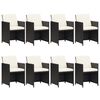 vidaXL 9 pcs conjunto de jantar p/ jardim c/ almofad&otilde;es vime PE preto