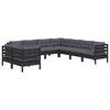 vidaXL 9 pcs conjunto lounge jardim c/ almofad&otilde;es pinho maci&ccedil;o preto