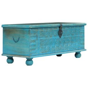 vidaXL Arca de arrumos madeira mangueira maci&ccedil;a 100x40x41 cm azul