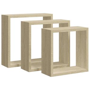 vidaXL Prateleiras de parede forma de cubo 3pcs cm cor carvalho sonoma