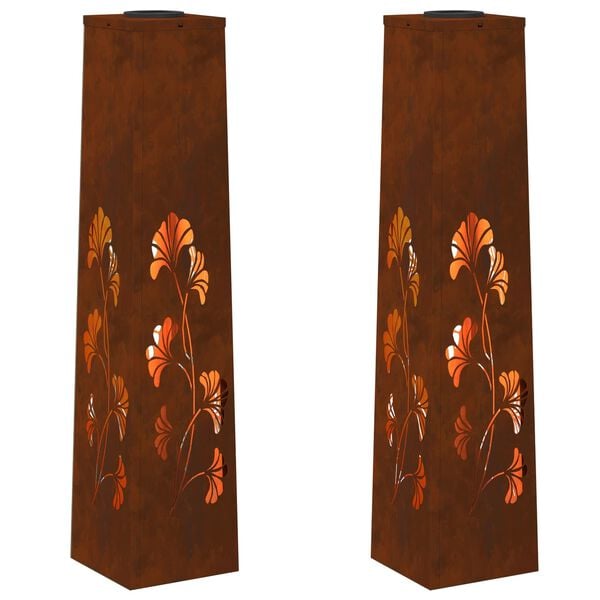 vidaXL Luz Solar LED de Caminho 2 pcs A&ccedil;o Corten A&ccedil;o Corten