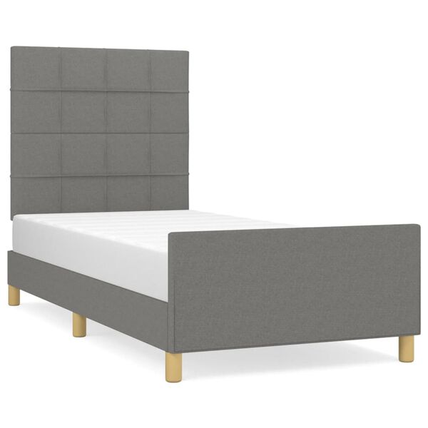 vidaXL Estrutura de cama sem colch&atilde;o 80x200 cm tecido cinzento-escuro
