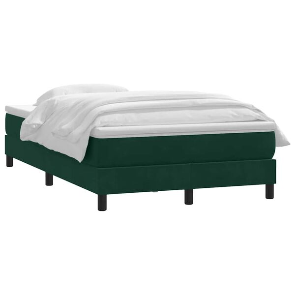 vidaXL Cama com molas/colch&atilde;o 120x220 cm veludo verde-escuro
