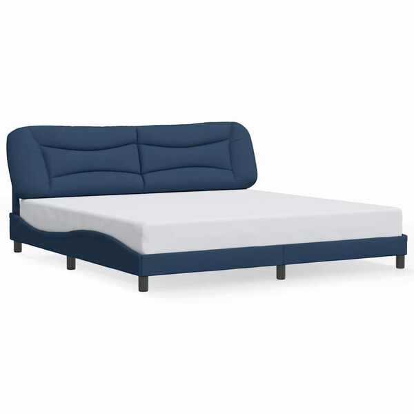 vidaXL Estrutura de cama sem colch&atilde;o Hvar 200x200 cm tecido azul
