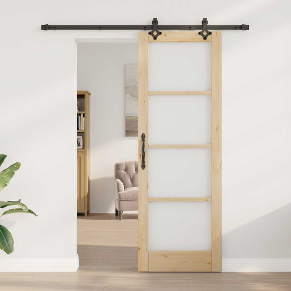 vidaXL Porta Deslizante ORKDAL Natural e Preto 73,5 x 211 cm