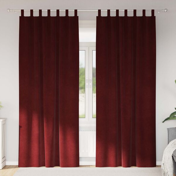 vidaXL Cortinas opacas 2 pcs Vinho Vermelho 140 x 245 cm Veludo