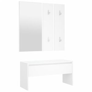 vidaXL Conjunto de m&oacute;veis de corredor derivados de madeira branco