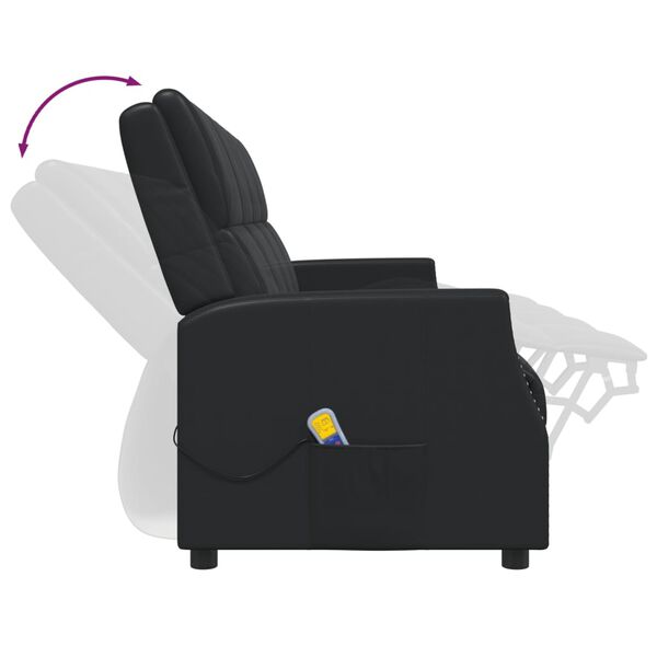 vidaXL Poltrona massagens 4 assentos reclinável couro artificial preto