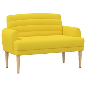 vidaXL Sof&aacute; de dois lugares com bot&atilde;o acolchoado Amarelo Claro Tecido