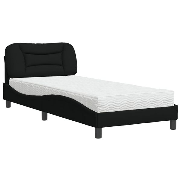 vidaXL Cama com colch&atilde;o Hvar 80x200 cm tecido preto