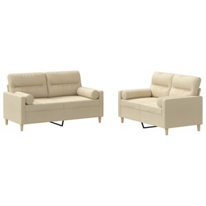 vidaXL 2 pcs conjunto de sof&aacute;s com almofadas tecido cor creme