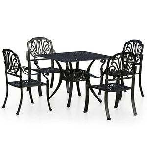 vidaXL 5 pcs conjunto de bistr&ocirc; alum&iacute;nio fundido preto