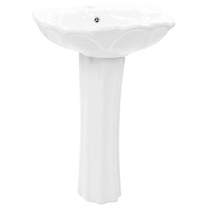 vidaXL Lavat&oacute;rio com coluna cer&acirc;mica branco 580x510x200 mm