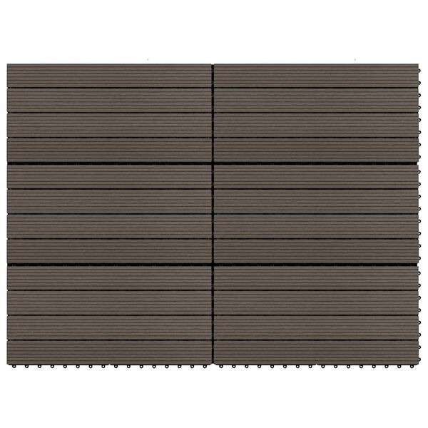 vidaXL Telha de Deck 6 pcs Marrom Escuro 60 x 30 cm WPC