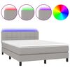 vidaXL Cama box spring c/ colch&atilde;o e LED 140x200 cm tecido cinza-claro