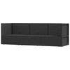vidaXL 3 pcs conjunto lounge de jardim c/ almofad&otilde;es vime PE preto
