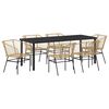 vidaXL Conjunto de Jantar para Jardim 7 unid. Castanho vime PE