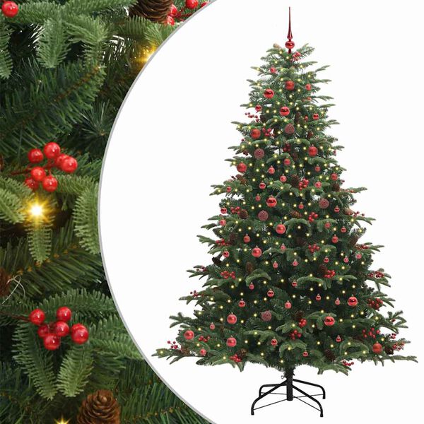 vidaXL &Aacute;rvore de Natal Artificial Verde 210 cm PVC, Metal e Pl&aacute;stico