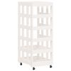 vidaXL Suporte de lenha c/ rodas 40x49x110 cm pinho maciço branco