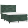 vidaXL Cama com molas/colch&atilde;o 140x190 cm veludo verde-escuro