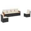 vidaXL 6 pcs conjunto sof&aacute;s de jardim c/ almofad&otilde;es vime PE preto