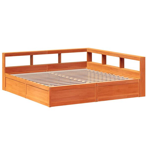 vidaXL Cama com estante sem colch&atilde;o 180x200 cm pinho maci&ccedil;o