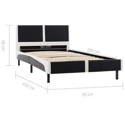vidaXL Estrutura de cama 90x200 cm couro artificial preto e branco