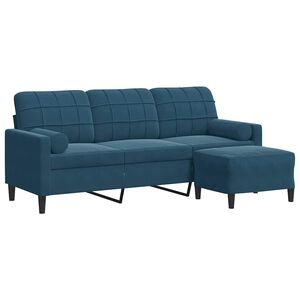 vidaXL Sof&aacute; de 3 lugares com apoio de p&eacute;s 180 cm veludo azul