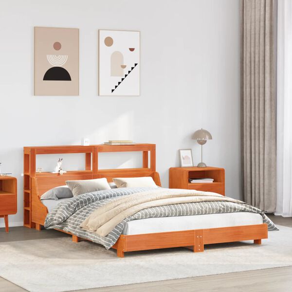 vidaXL Cama sem colch&atilde;o 160x200 cm madeira pinho maci&ccedil;o castanho-mel