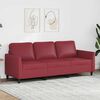vidaXL Sof&aacute; de 3 lugares 180 cm couro artificial vermelho tinto