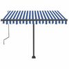 vidaXL Toldo retr&aacute;til manual com LED 350x250 cm azul e branco