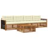 vidaXL Conjunto de Sof&aacute;s para Exterior 5 pcs Natural e Creme