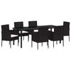 vidaXL Conjunto de Jantar para Jardim 7 unid. Preto vime PE