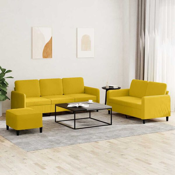 vidaXL 3 pcs conjunto de sof&aacute;s veludo amarelo