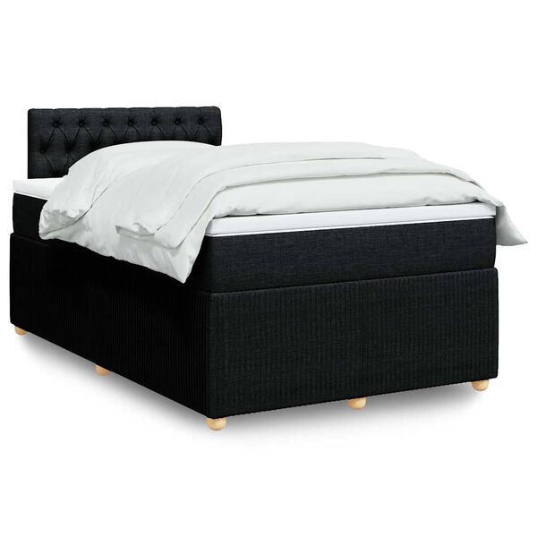 vidaXL Cama boxspring com colchão 120x190 cm tecido preto