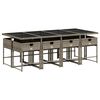 vidaXL 9 pcs conjunto de jantar p/ jardim c/ almofad&otilde;es vime PE cinza