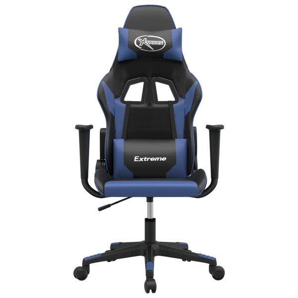 vidaXL Cadeira de gaming couro artificial preto e azul