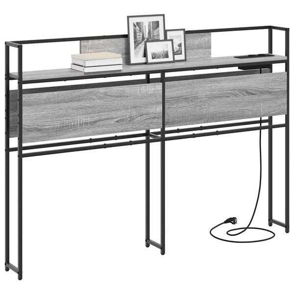 vidaXL Cabeceira de armazenamento com cabeceira Sonoma cinzento 135 cm