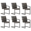 vidaXL Cadeiras de jantar cantilever 6 pcs couro genu&iacute;no cinzento