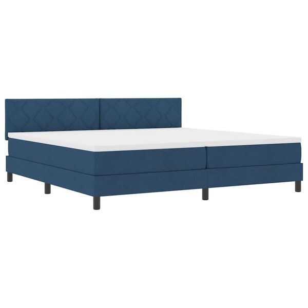 vidaXL Cama Box com colch&atilde;o com cabeceira Azul 200 x 200 cm tecido
