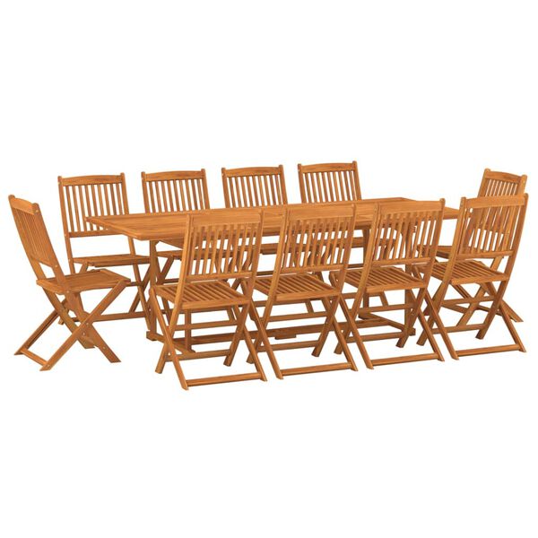 vidaXL 11 pcs conjunto de jantar para jardim 220x90x75cm ac&aacute;cia maci&ccedil;a