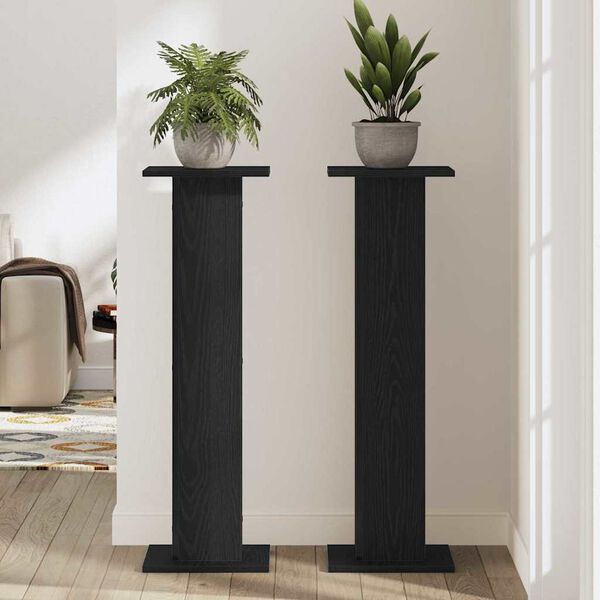 vidaXL Suporte para Plantas 2 pcs Carvalho Preto 30 x 30 x 95 cm