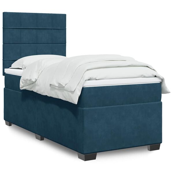 vidaXL Cama boxspring com colch&atilde;o 90x200 cm veludo azul