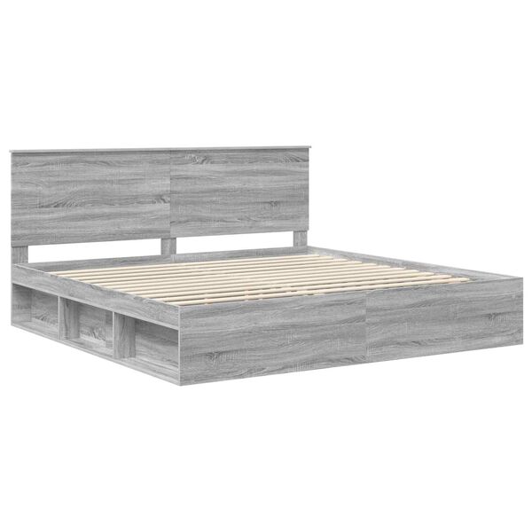 vidaXL Estrutura da Cama com cabeceira Cinza Sonoma 200 x 200 cm
