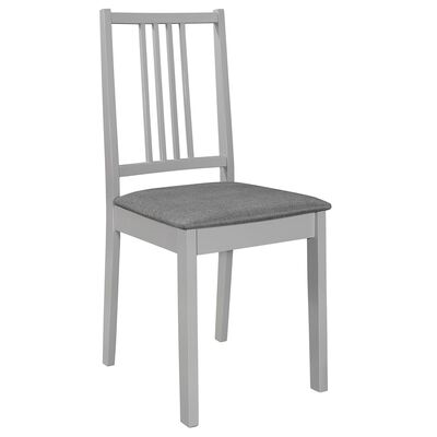 vidaXL Cadeiras de jantar com almofadões 4 pcs madeira maciça cinzento