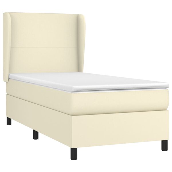 vidaXL Cama com molas/colch&atilde;o 80x200 cm couro artificial cor creme