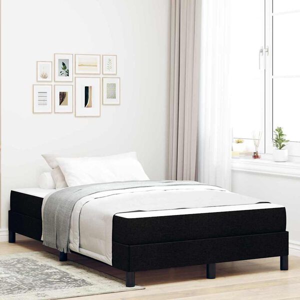 vidaXL Cama Box com colch&atilde;o Preto 120 x 200 cm tecido