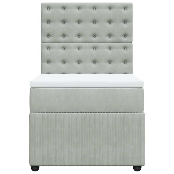 vidaXL Cama com molas/colch&atilde;o 80x200 cm veludo cinza-claro