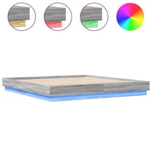 vidaXL Estrutura de cama com luzes LED 180x200 cm cinzento sonoma
