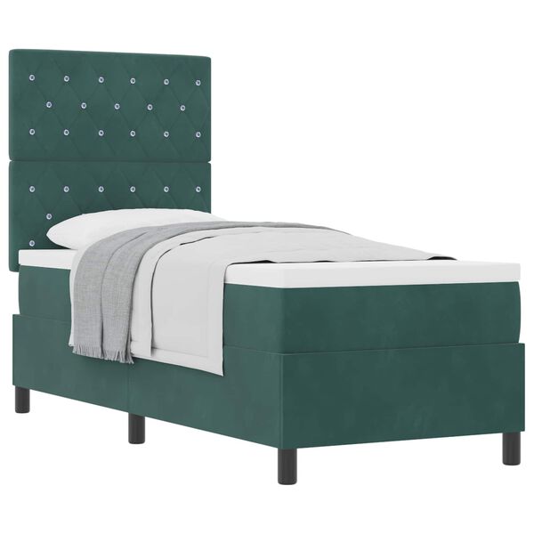 vidaXL Cama Box com colch&atilde;o Verde Escuro 80 x 200 cm tecido